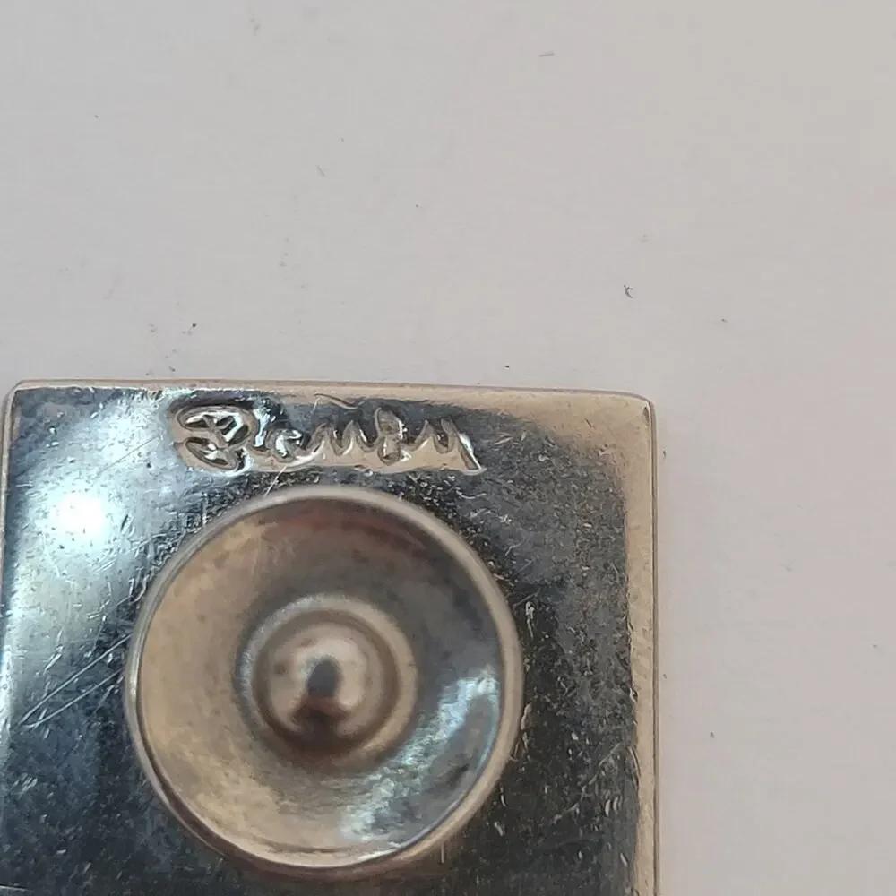Pansa Vintage Cufflinks Wrap Around Square Silver Tone Meshwrap Brutalist